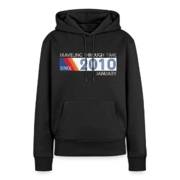Funny Zeitreise Geburtstags Design January 2010 - Frauen Premium Bio Hoodie - Schwarz - Vorne - Julia (174cm)