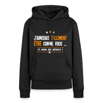 Perfection et défauts humour et drôle - Sweat à capuche Premium bio Femme - noir - Devant - Julia (174cm)