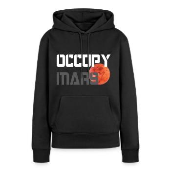 OCCUPER MARS - Sweat à capuche Premium bio Femme - noir - Devant - Julia (174cm)