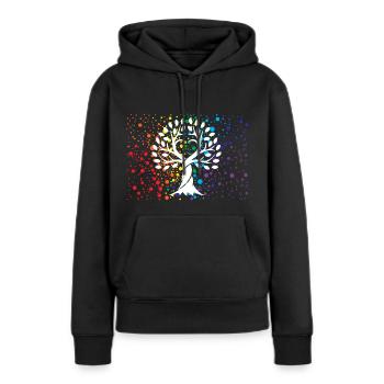 Lebensbaum Mit Farbspritzer - Frauen Premium Bio Hoodie - Schwarz - Vorne - Julia (174cm)