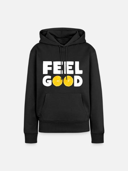 FEEL GOOD Zitronen - Frauen Premium Bio Hoodie - Schwarz