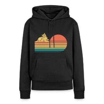 Bombay Cat Retro Vintage - Sweat à capuche Premium bio Femme - noir - Devant - Julia (174cm)