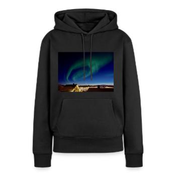 Aurora City Erstaunliche Nordlichter Aurora City A - Frauen Premium Bio Hoodie - Schwarz - Vorne - Julia (174cm)