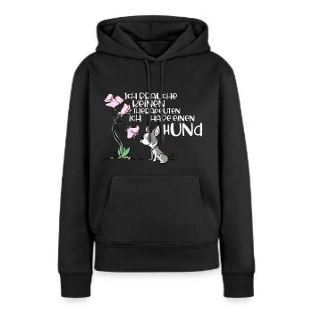 Ich brauche keinen Therapeuten - Frauen Premium Bio Hoodie - Schwarz - Vorne - Julia (174cm)