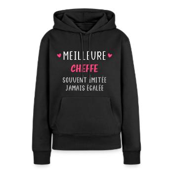 Souvent imitée jamais égalée meilleure Cheffe - Sweat à capuche Premium bio Femme - noir - Devant - Julia (174cm)