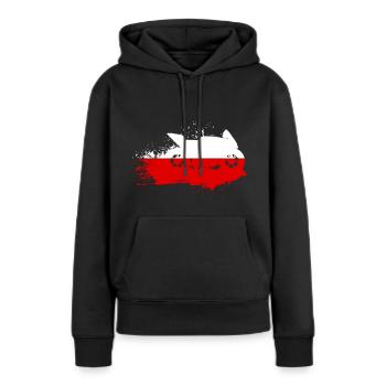 Moto Sport motor polonais Drapeau - Sweat à capuche Premium bio Femme - noir - Devant - Julia (174cm)