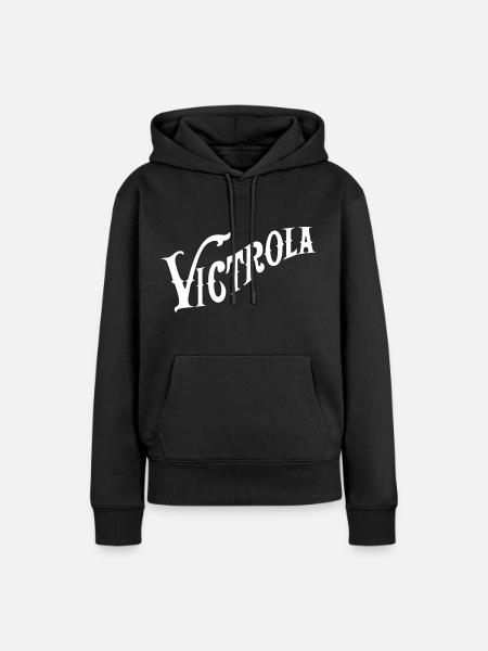 Victrola Logo Gebogen - Dame Premium hoodie, økologisk bomuld - sort