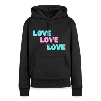 LOVE LOVE LOVE - Frauen Premium Bio Hoodie - Schwarz - Vorne - Julia (174cm)