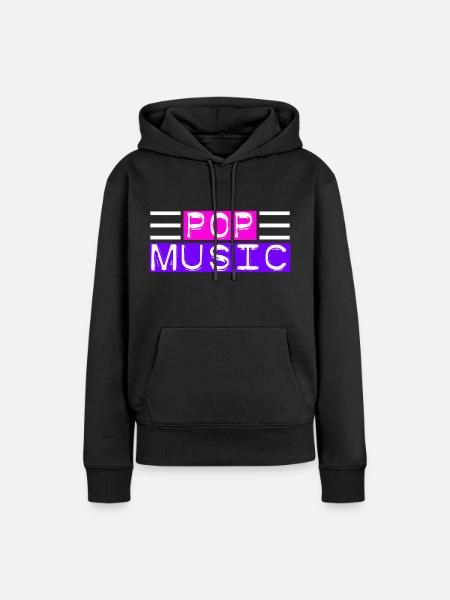 Pop Music 80s 90s hell - Frauen Premium Bio Hoodie - Schwarz