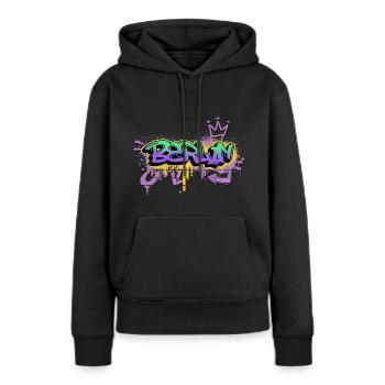 Berlin Allemagne Ville Graffiti Spray Sprayer - Sweat à capuche Premium bio Femme - noir - Devant - Julia (174cm)