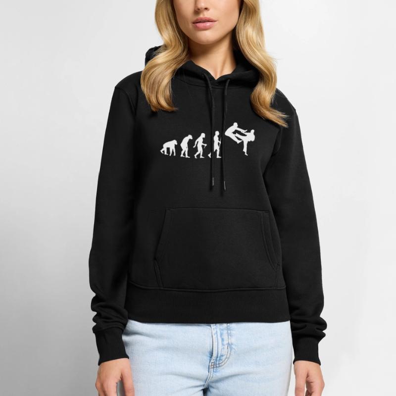 DRÔLE D’ÉVOLUTION DU KARATÉ Sweat à capuche Premium bio Femme