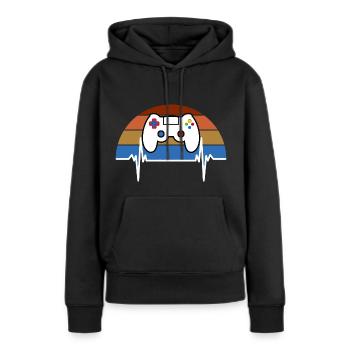 Heartbeat Gamer Spielkonsole - Frauen Premium Bio Hoodie - Schwarz - Vorne - Julia (174cm)