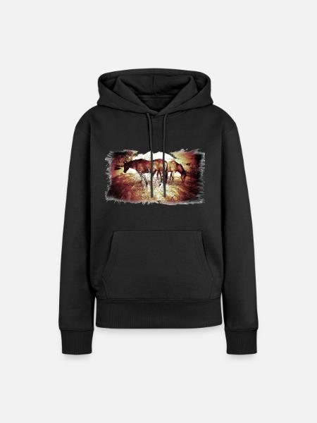 Horses - Frauen Premium Bio Hoodie - Schwarz