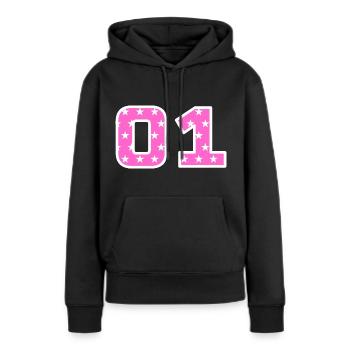 Équipe - 01 - Sweat à capuche Premium bio Femme - noir - Devant - Julia (174cm)