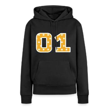 Équipe - 01 - Sweat à capuche Premium bio Femme - noir - Devant - Julia (174cm)
