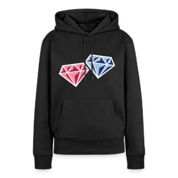 Couple de diamants (symbole de mariage de jeunes mariés / NEG) - Sweat à capuche Premium bio Femme - noir - Devant - Julia (174cm)