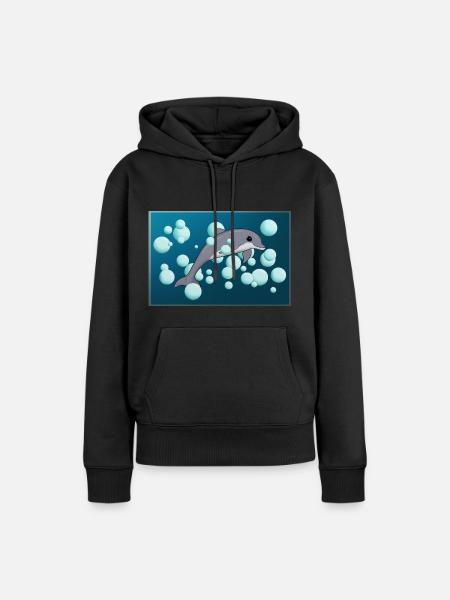 DOLPHIN AND BUBBLES - Frauen Premium Bio Hoodie - Schwarz