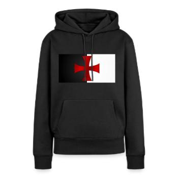 Croix des Templiers - Tatzenkreuz - Drapeau des Templiers - Sweat à capuche Premium bio Femme - noir - Devant - Julia (174cm)