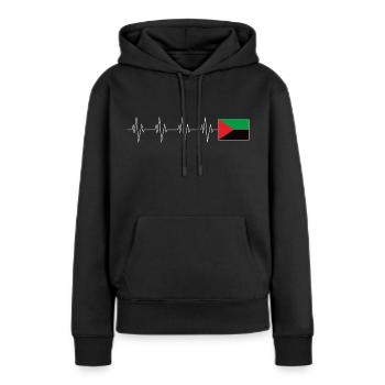 Drapeau Martinique Coeur - Sweat à capuche Premium bio Femme - noir - Devant - Julia (174cm)