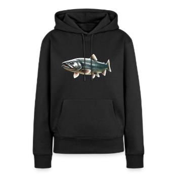 Lachs - Frauen Premium Bio Hoodie - Schwarz - Vorne - Julia (174cm)