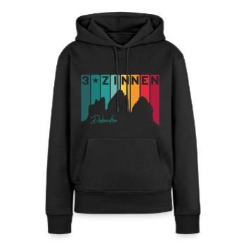 Three 3 Peaks Dolomites E5 South Tyrol Italy Retro - Women’s Premium Organic Hoodie - black - Front - Julia (174cm)