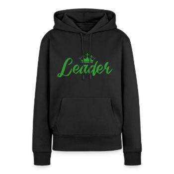 Le Leader - Sweat à capuche Premium bio Femme - noir - Devant - Julia (174cm)