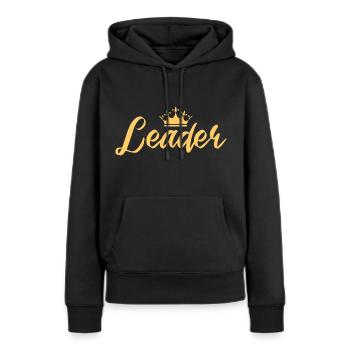 Le Leader - Sweat à capuche Premium bio Femme - noir - Devant - Julia (174cm)