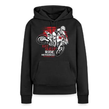 Lustiger Motocross Dirtbike Spruch Sprüche - Frauen Premium Bio Hoodie - Schwarz - Vorne - Julia (174cm)