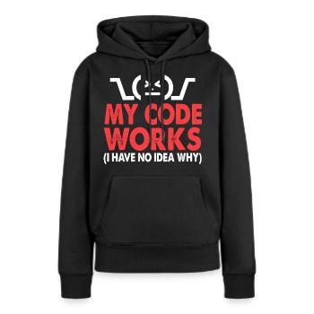code - Sweat à capuche Premium bio Femme - noir - Devant - Julia (174cm)