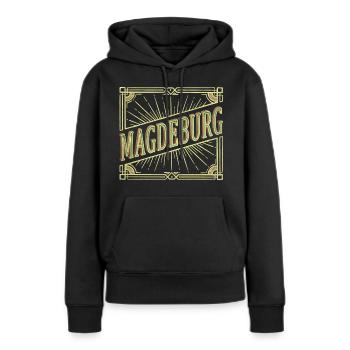 Magdebourg Allemagne City Font Vintage Retro - Sweat à capuche Premium bio Femme - noir - Devant - Julia (174cm)
