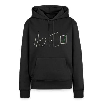 No AI - Handschrift - Frauen Premium Bio Hoodie - Schwarz - Vorne - Julia (174cm)