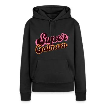 Super Catmom Katzenmama Retro Comic Fun - Frauen Premium Bio Hoodie - Schwarz - Vorne - Julia (174cm)