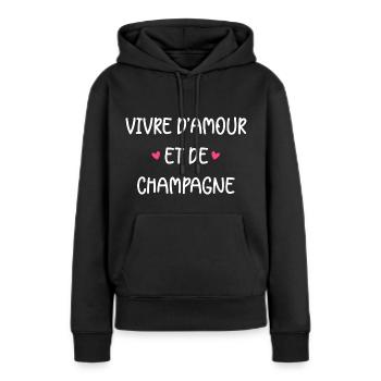 Vivre d'amour de - Sweat à capuche Premium bio Femme - noir - Devant - Julia (174cm)
