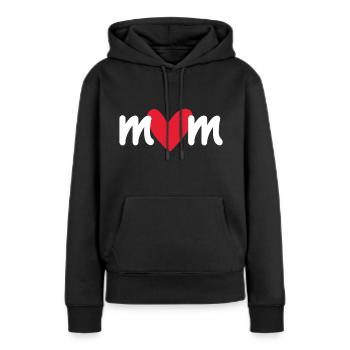 Maman cœur - Sweat à capuche Premium bio Femme - noir - Devant - Julia (174cm)