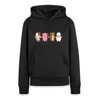 Cute Barn Animals Holding Hands - Women’s Premium Organic Hoodie - black - Front - Julia (174cm)