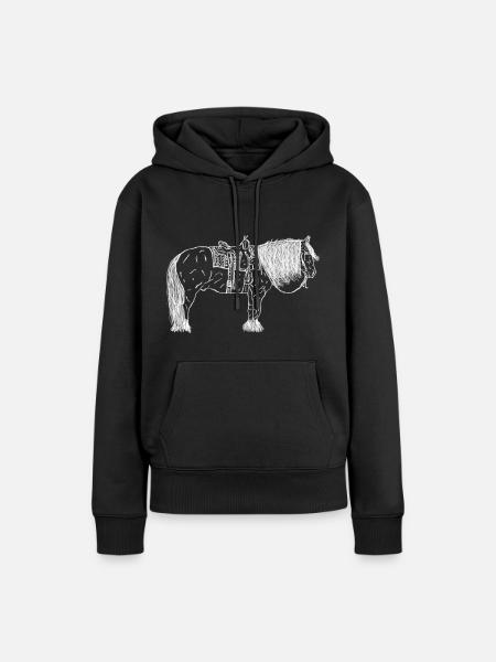 Pferd - Frauen Premium Bio Hoodie - Schwarz