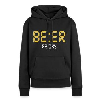 BIÈRE Vendredi - Sweat à capuche Premium bio Femme - noir - Devant - Julia (174cm)