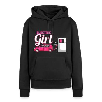 Cadeau de voiture électrique femmes - voiture électrique - Sweat à capuche Premium bio Femme - noir - Devant - Julia (174cm)