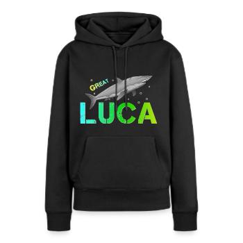 Luca Nom Luca - Sweat à capuche Premium bio Femme - noir - Devant - Julia (174cm)