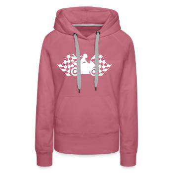 Motorcyclist racetrack racing motorcycle woman - Women’s Premium Organic Hoodie - mauve - Front - Isabella (175cm)