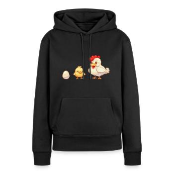 Egg, chick, chicken, pixel art - Women’s Premium Organic Hoodie - black - Front - Julia (174cm)