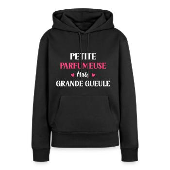 Grande gueule petite Parfumeuse - Sweat à capuche Premium bio Femme - noir - Devant - Julia (174cm)