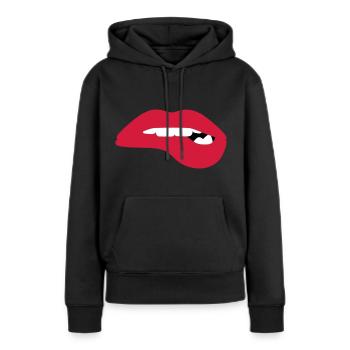 Des lèvres chaudes et pulpeuses veulent vous séduire - Sweat à capuche Premium bio Femme - noir - Devant - Julia (174cm)