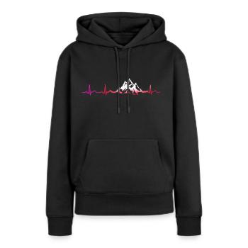 Herzschlag Berge Mountainbike Bergsteiger Wandern - Frauen Premium Bio Hoodie - Schwarz - Vorne - Julia (174cm)