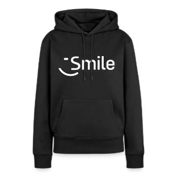 Sourire - Sweat à capuche Premium bio Femme - noir - Devant - Julia (174cm)