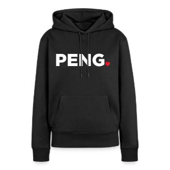 Peng - Sweat à capuche Premium bio Femme - noir - Devant - Julia (174cm)