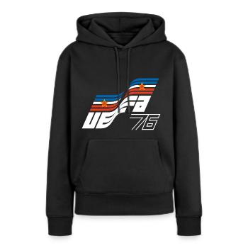 Yougoslavie - Football design 1976 (w) - Sweat à capuche Premium bio Femme - noir - Devant - Julia (174cm)