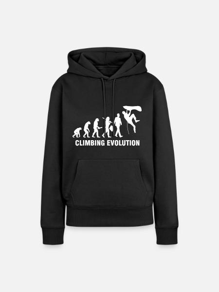 Climbing Evolution - Klettern und Bergsteigen - Frauen Premium Bio Hoodie - Schwarz