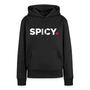 Piquant - Sweat à capuche Premium bio Femme - noir - Devant - Julia (174cm)