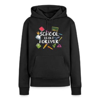 L'école est pour toujours - Retraite scolaire - Sweat à capuche Premium bio Femme - noir - Devant - Julia (174cm)
